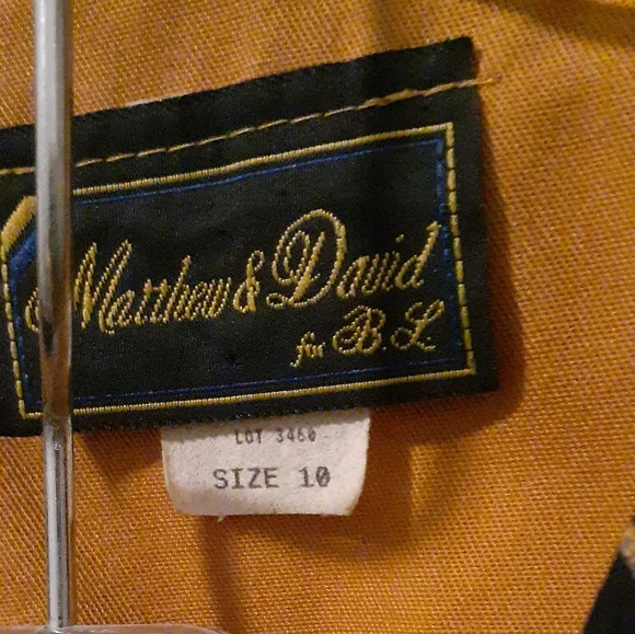 Vintage 80's 2 Piece Floral Skirt and Goldenrod with Trim Blazer Suit Set - 10 - Picture 11 of 11